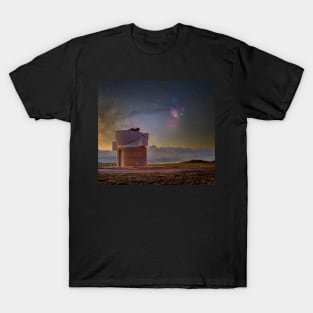 The rise of Scorpio constellation and Milky Way above observatory in Switzerland T-Shirt
